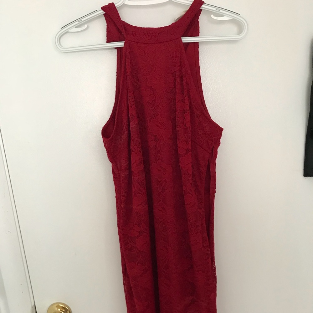 Red lace dress